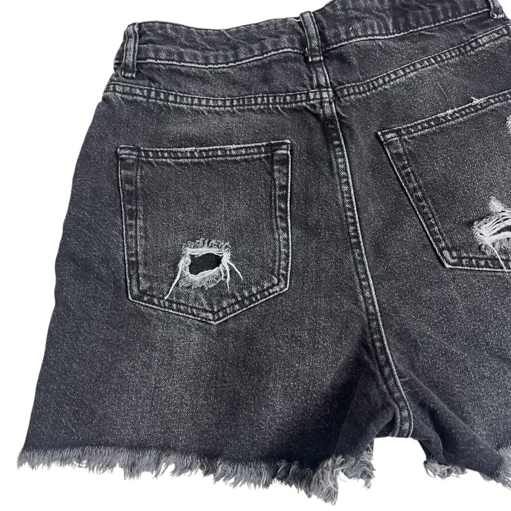 Zara Black distressed high rise denim button fly shorts - Picture 11 of 12